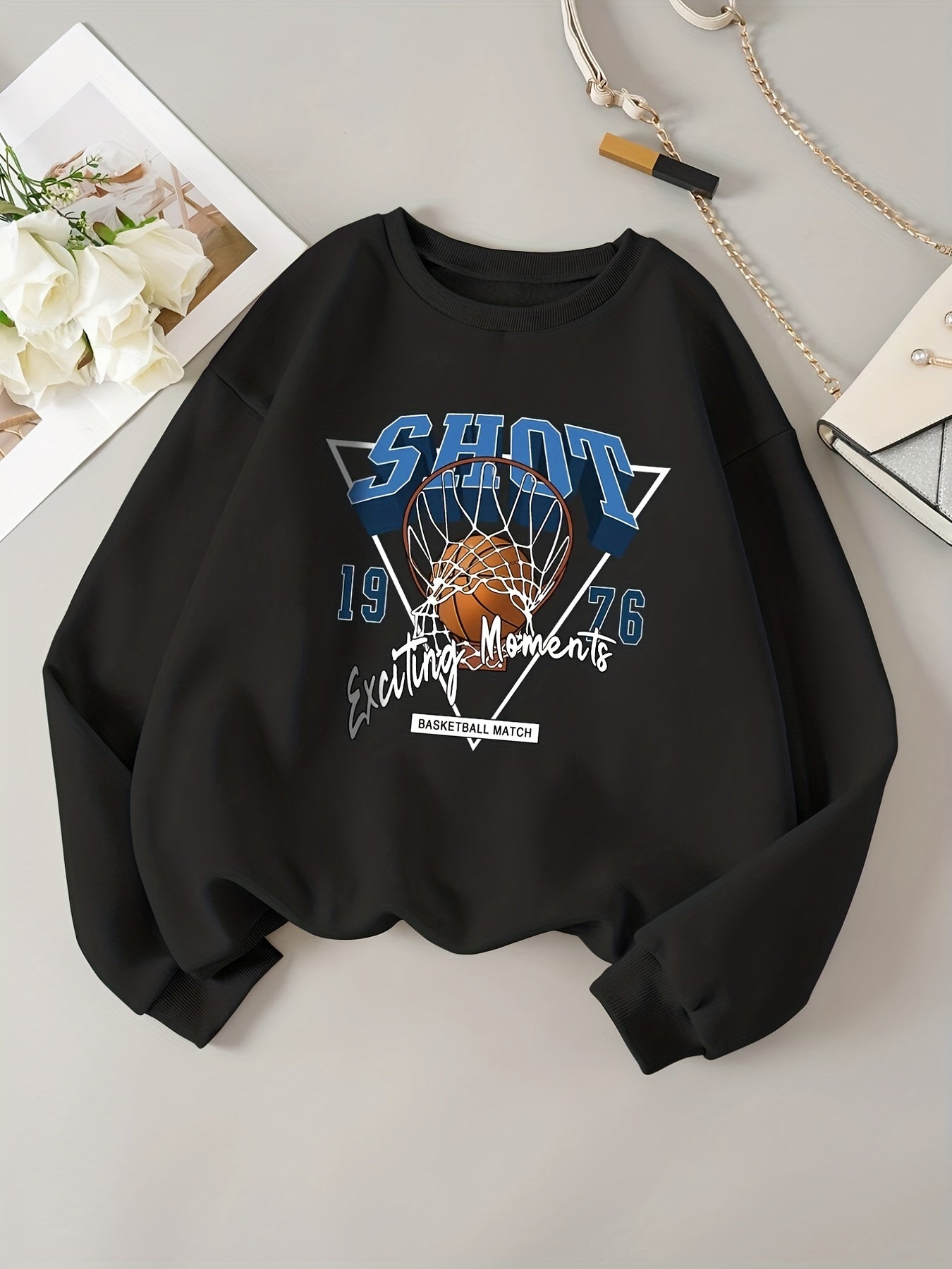 Graphic & Letter Print Sweatshirt Casual Long Sleeve Women's Sweatshirt