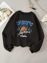 Graphic & Letter Print Sweatshirt Casual Long Sleeve Women's Sweatshirt