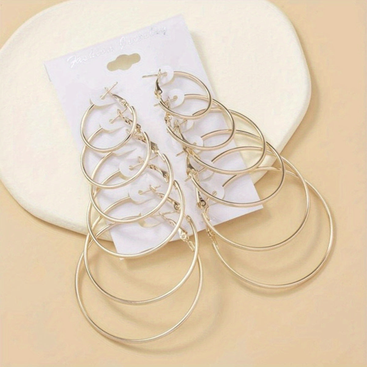 6pairs Exaggerated Hoop Earrings Set For Girls Rainbow Golden Silver