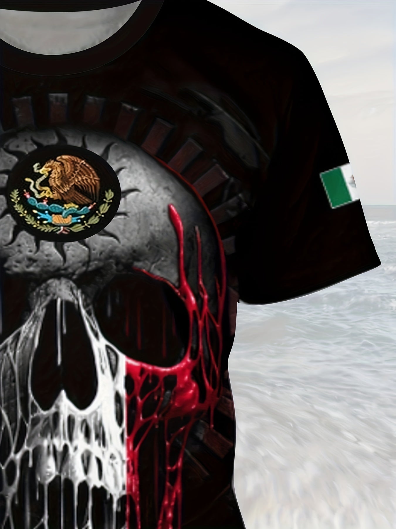 3D Skull Pattern Print Men's Short Sleeve T-shirt Graphic Tee