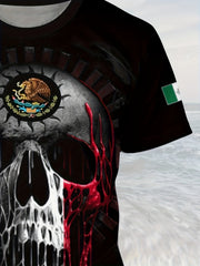 3D Skull Pattern Print Men's Short Sleeve T-shirt Graphic Tee