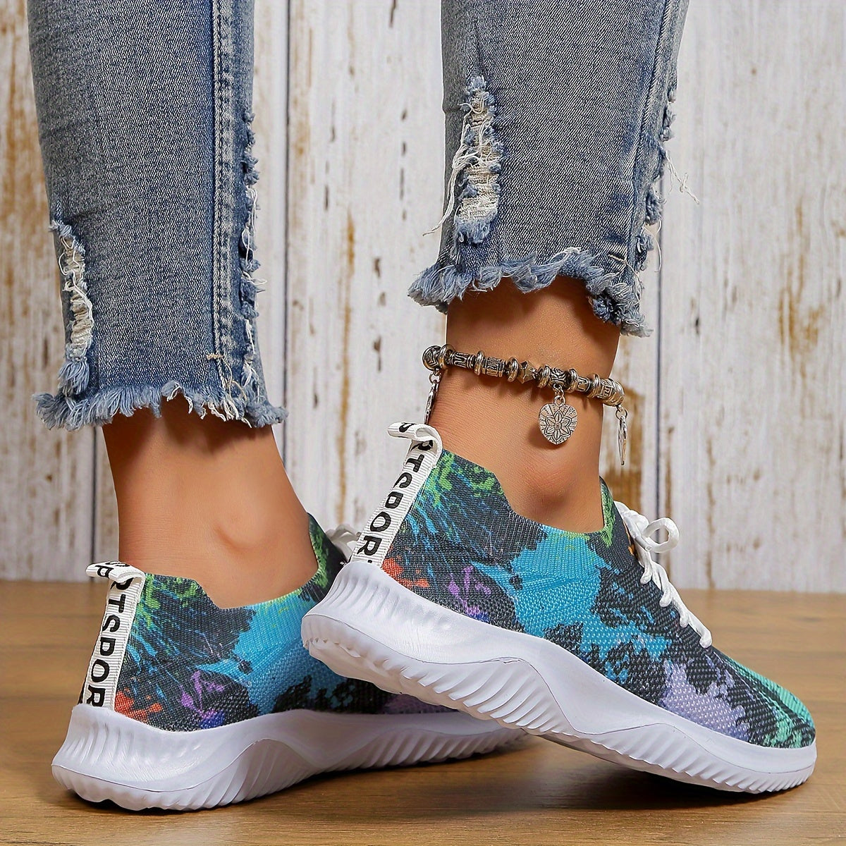 Colorful Mesh Lightweight Running Shoes Breathable Casual Wear Non Slip Sneakers