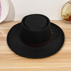 Winter Woolen Jazz Hat Wide Brim Sunshade Retro Flat Top Hat