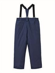 Boys Winter Windproof Warm Pants Waterproof Thick Suspenders