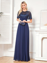 Sequined Flutter Sleeve Aline Dress
