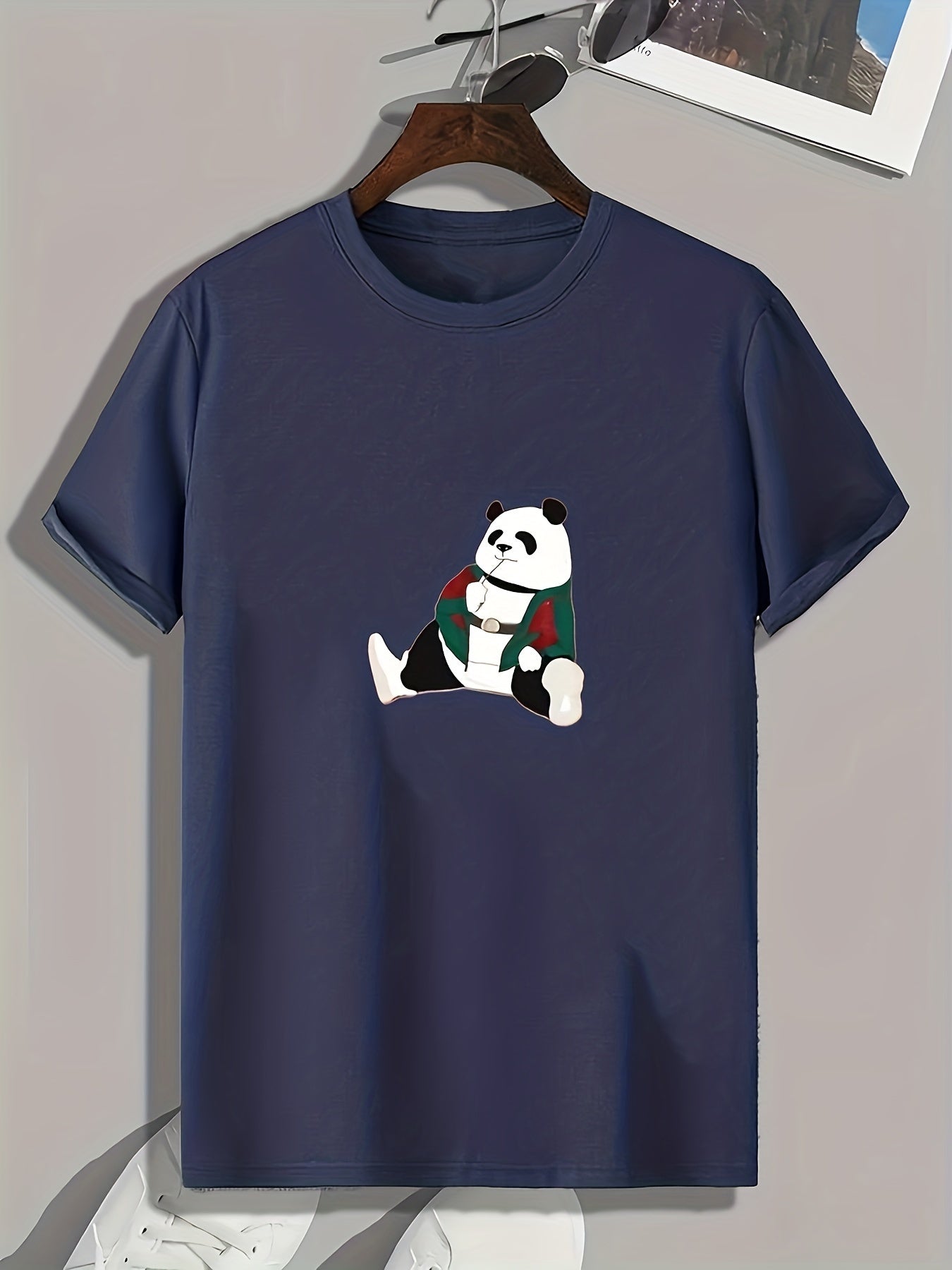 Panda Pattern Print Men's Sports T-shirt