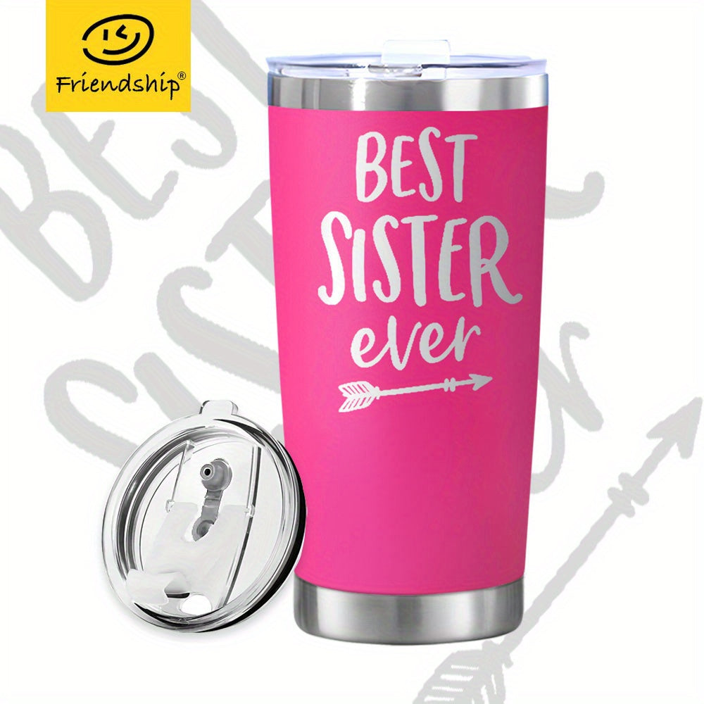 Sister Ever Coffee Tumbler Christmas Stainless Steel Gift Cup Pink Travel Mug