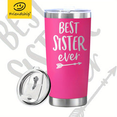 Sister Ever Coffee Tumbler Christmas Stainless Steel Gift Cup Pink Travel Mug
