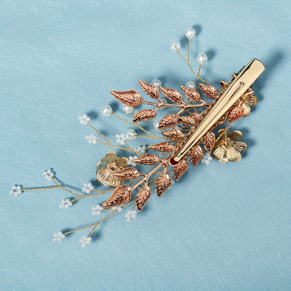 Flower & Pearl Hair Clip Vintage Barrette Bridal Wedding Headwear