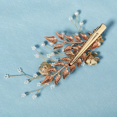 Flower & Pearl Hair Clip Vintage Barrette Bridal Wedding Headwear