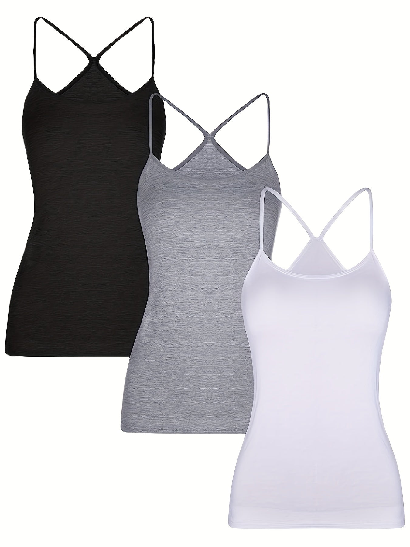 3-Pack Women's Casual Cami Tops Sleeveless Crew Neck Summer Shirts