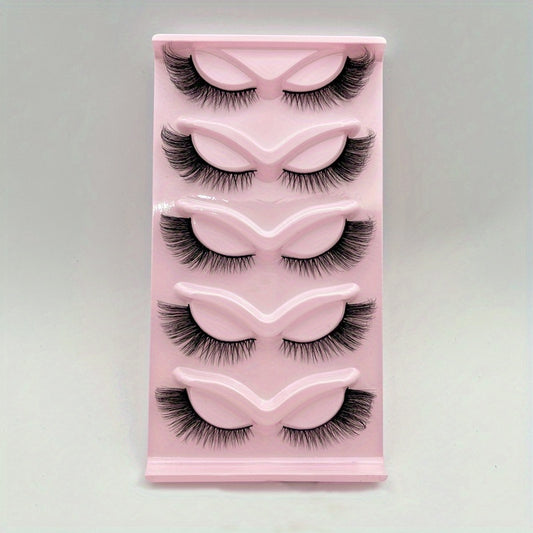 5 Pairs Natural Winged Full Strip Lashes for Dramatic Makeup