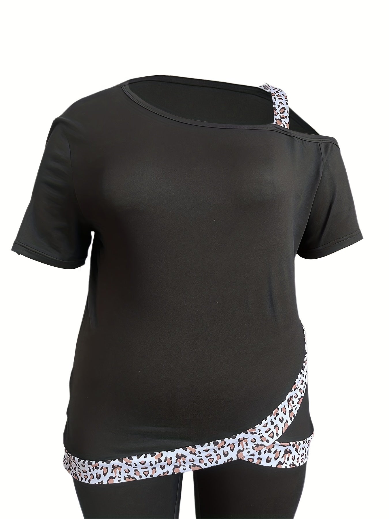 Leopard Print One Shoulder Wrap Top & Pants Set