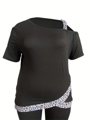 Leopard Print One Shoulder Wrap Top & Pants Set