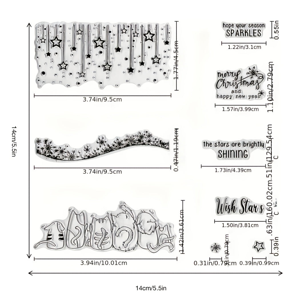 Cat Transparent Stamp Under The Stars Greeting Mood Word