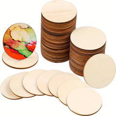40pcs 5.08cm Natural Round Wooden Circles for Christmas Decorations