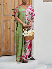 Casual Tie Dye Bat Sleeve Cover Up Dress