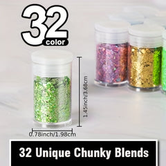 32 Colors Holographic Craft Glitter Resin Art Cosmetic Glitter