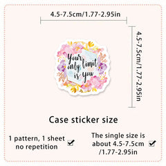 50pcs Inspirational Waterproof Vinyl Stickers with Quotes & Floral Designs