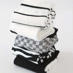 5 Pairs Geometric Pattern Mid Tube Socks Women's Stockings