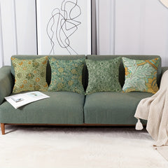 Bohemian Flowers Leaves Print Pillow Case Yellow Green 100% Polyester