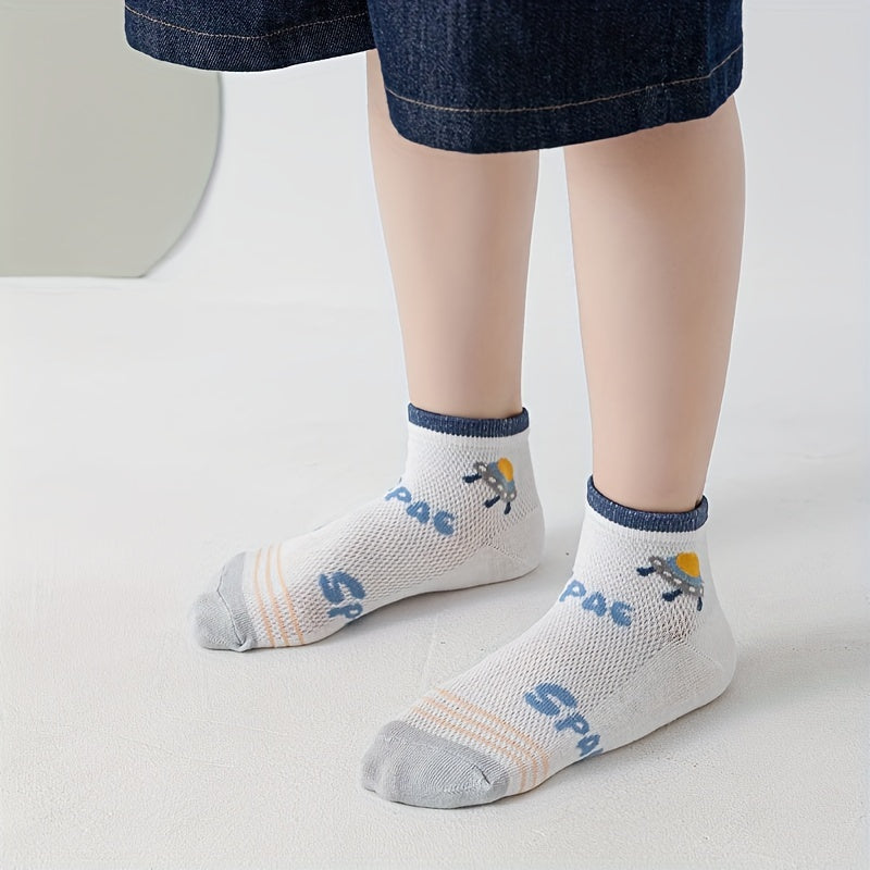 Kids Astronaut Graphic Mesh Crew Socks - Spring Summer