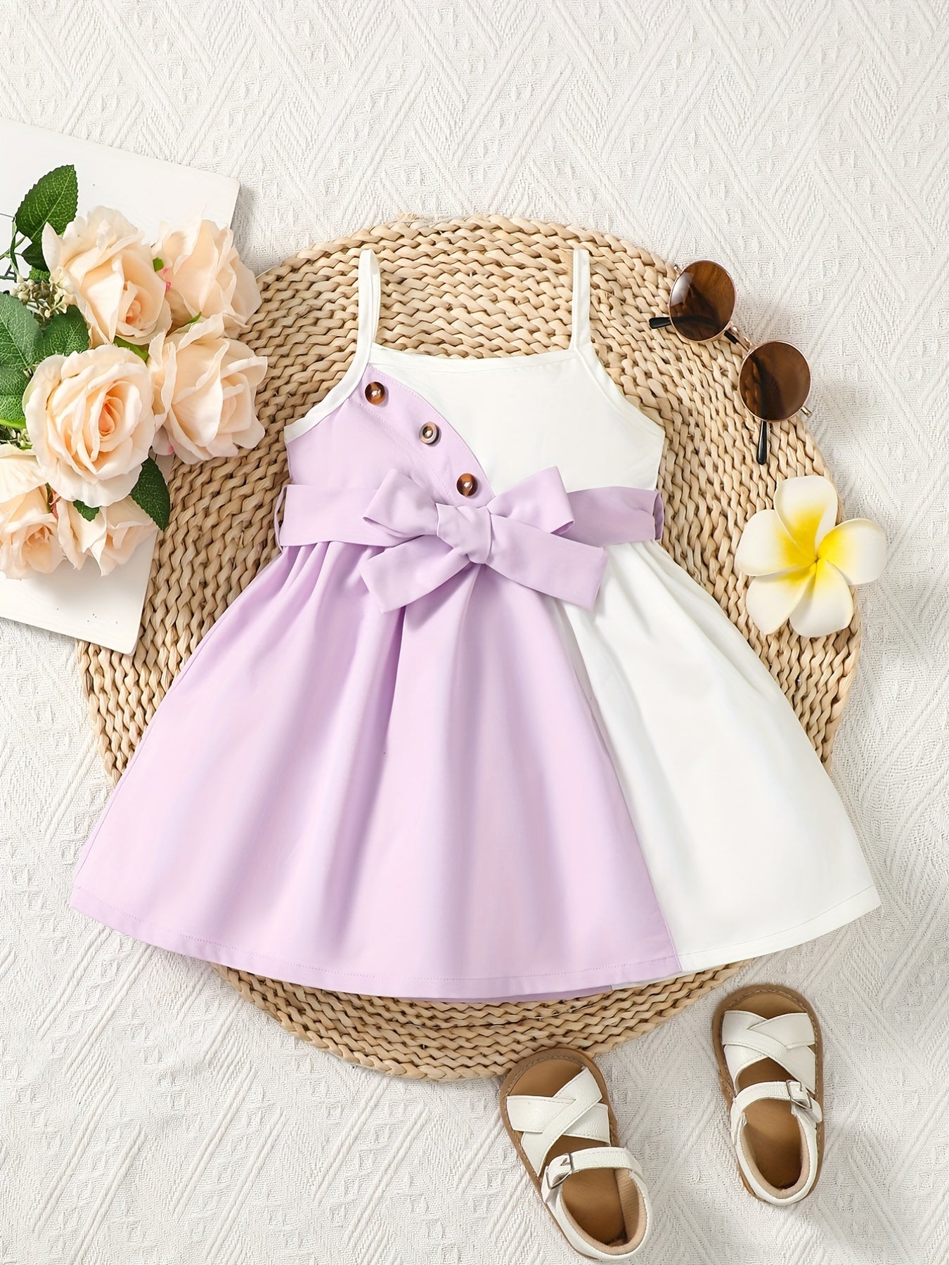 Baby Boys Casual Block Button Front Belted Cami Dress