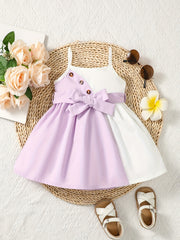Baby Boys Casual Block Button Front Belted Cami Dress