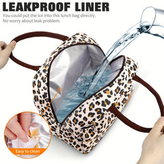 Leopard Print Insulated Lunch Bag Leakproof Reusable for Office School
