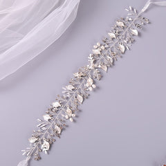Pearl Rhinestone Leaf Head Piece Wedding Bridal Hair Accessory