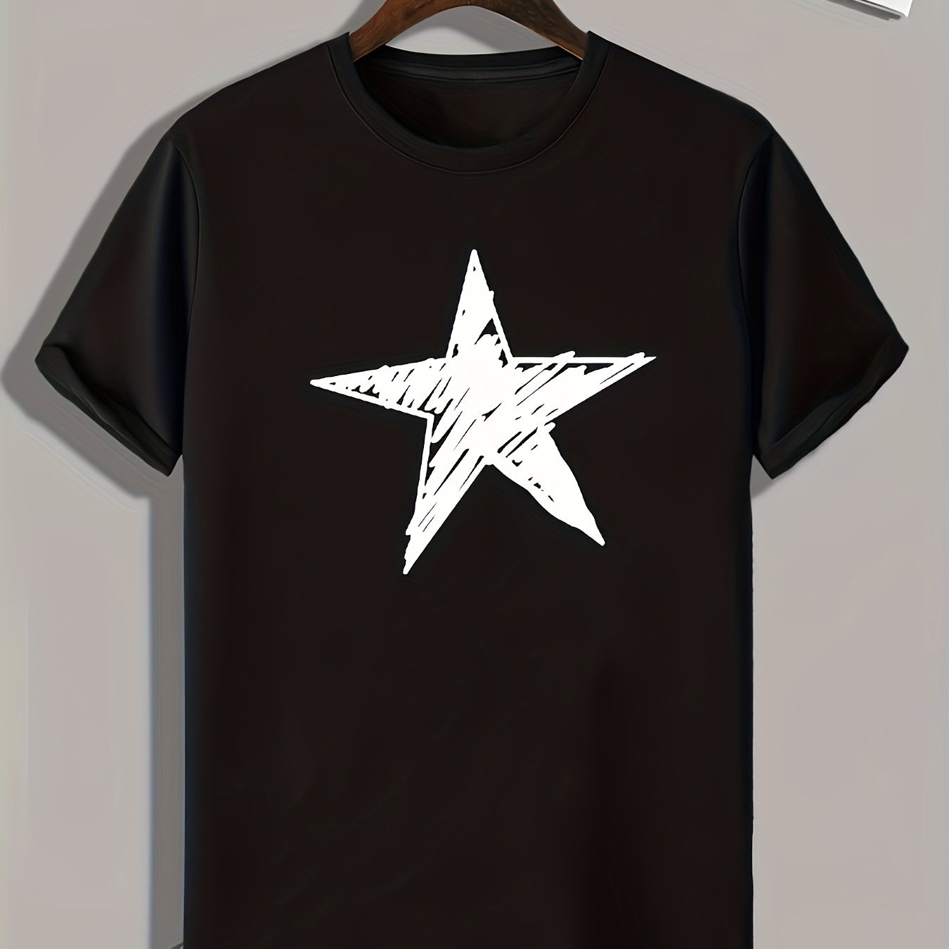 Star Pattern Print Men's Sports T-shirt Graphic Tee for Fitness