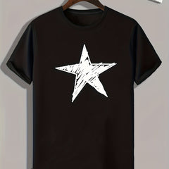 Star Pattern Print Men's Sports T-shirt Graphic Tee for Fitness