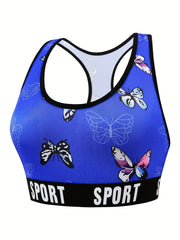 Butterfly Print Racer Back Tank Bra