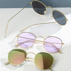 Round Metal Sunglasses Women Men UV400