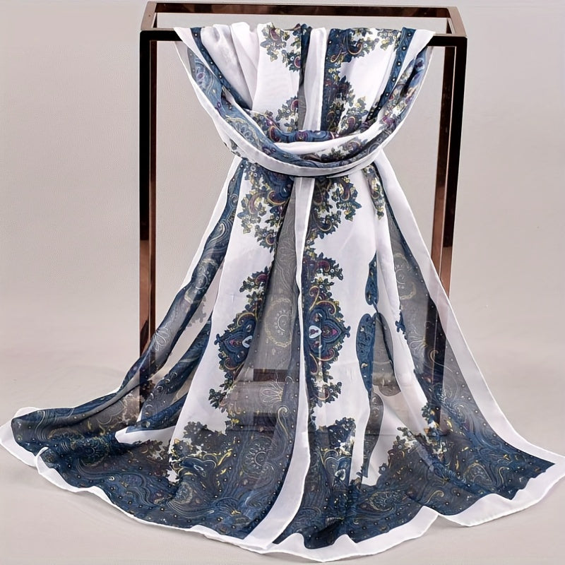 Boho Paisley Print Chiffon Scarf Vintage Gauze Shawl Women