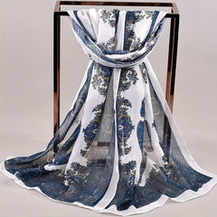Boho Paisley Print Chiffon Scarf Vintage Gauze Shawl Women