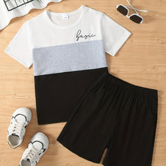 Boys Casual Outfit Round Neck T shirt & Shorts Set