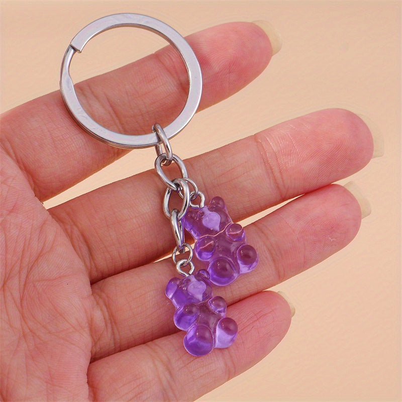 Cartoon Yellow Duck Keychain For Men, Candy Bear Cloud Bag Pendant