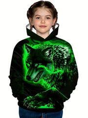 Stylish Wolf 3D Pattern Boys Sweatshirt Hoodie Spring Fall Outdoor Tops