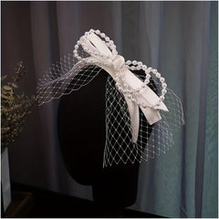 Faux Pearl Bowknot Headband Wide Brim Head Band Bridal Head Hoop