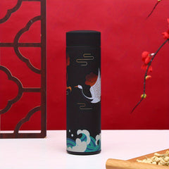 Auspicious Clouds Crane Pattern Insulated Water Bottle 500ml