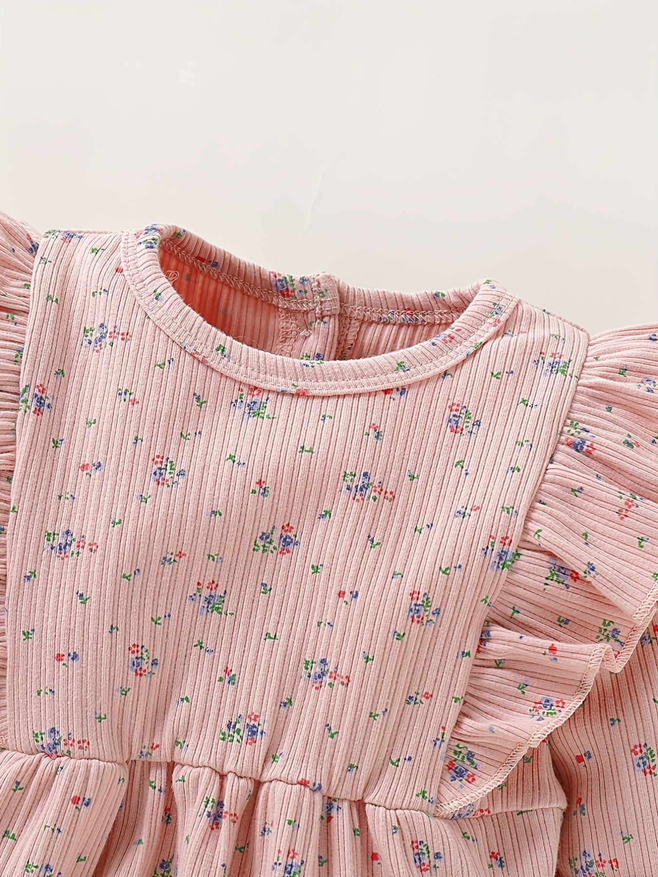 Infant Girl's Floral Print Romper Long Sleeve Bodysuit