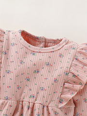 Infant Girl's Floral Print Romper Long Sleeve Bodysuit
