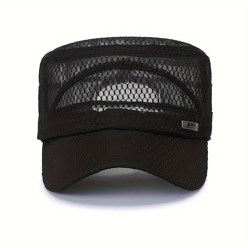 Breathable Mesh Sun Hat Fishing Hat Flat Top Outdoor Casual Hat