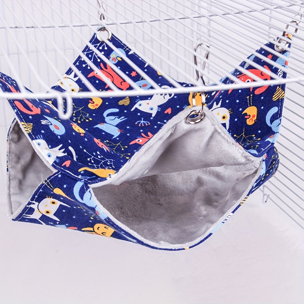 Small Pet Hammock Cartoon Print Hanging Hamster Nest