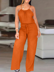 Summer Casual V Neck Halter Split Backless Jumpsuit
