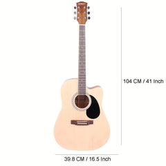41 inch Basswood Acoustic Guitar Matte Paint Fully Enclosed Handle