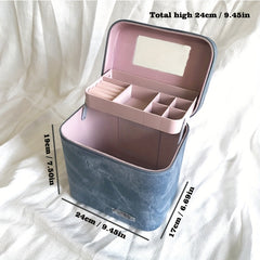 Large Travel Makeup Organizer Bag with Jewelry and Toiletry Compartments