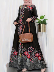 Abaya Dress Women's Plus Floral Print Maxi Dress