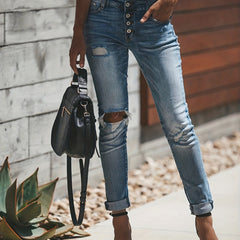 Slim Fit Distressed High Waist Skinny Jeans